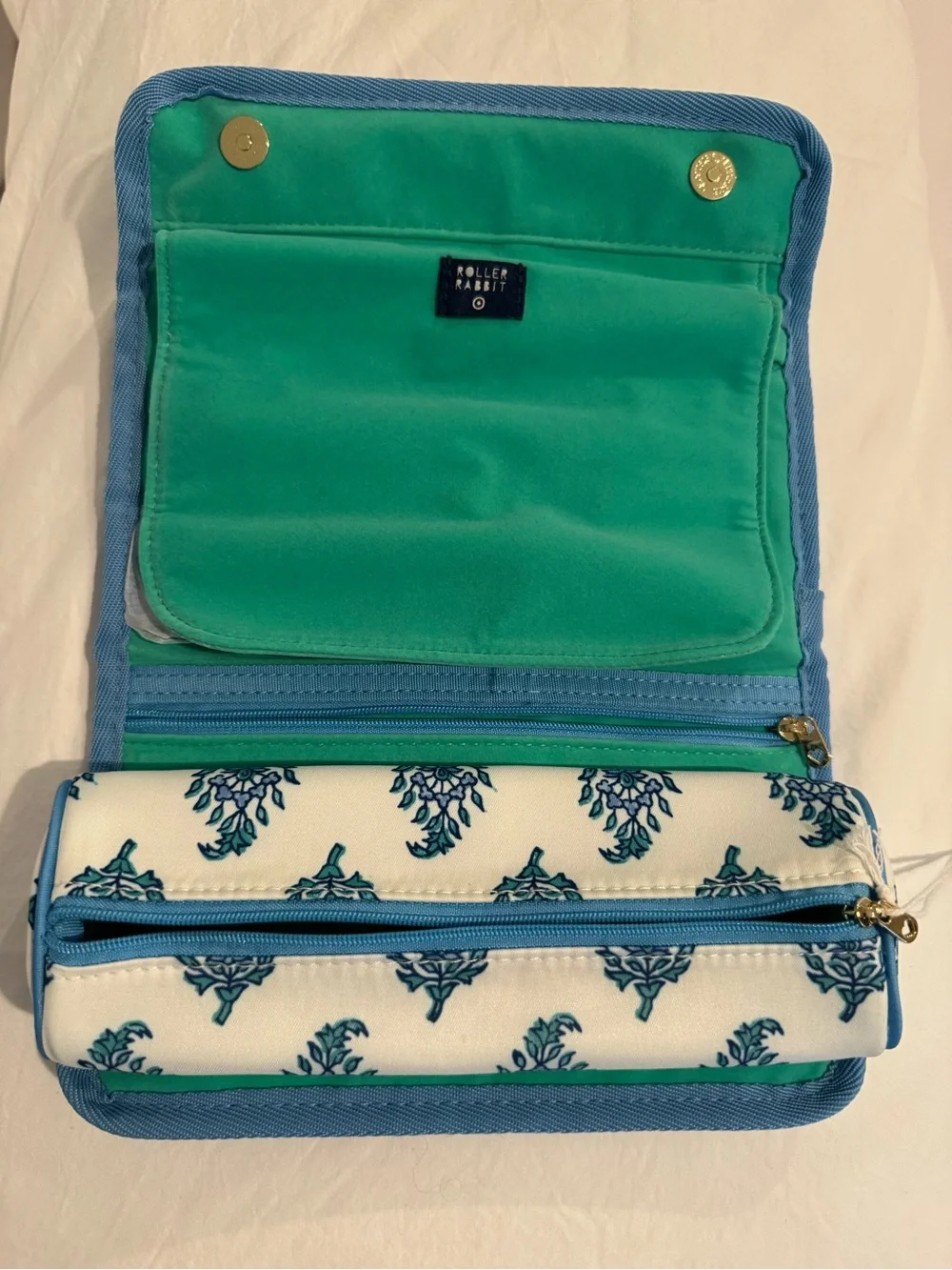 Roller Rabbit Blue Floral Jewelry Roll